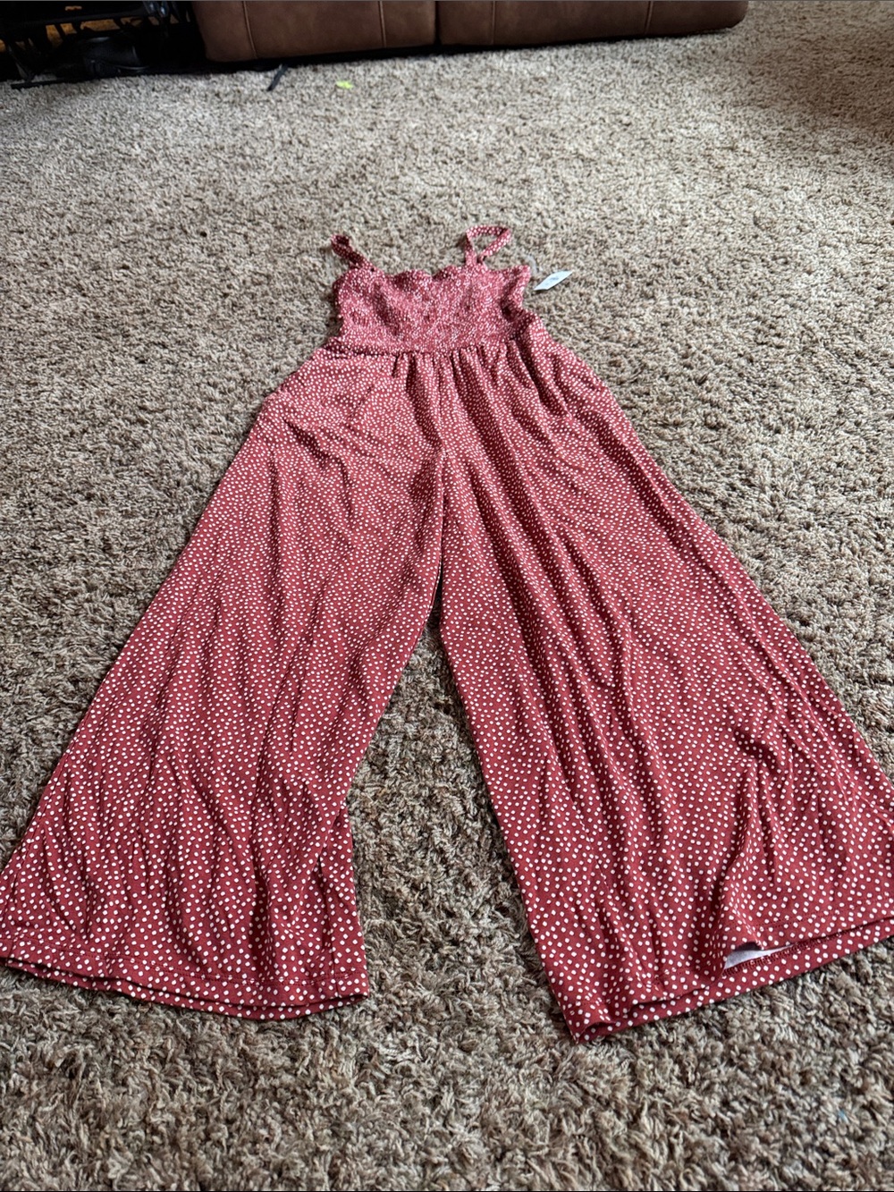 Old Navy Rust-Red Polka Dot Wide-Leg Jumpsuit
